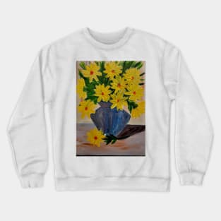 A beautiful bouquet of mixed flowers in a glass vase Crewneck Sweatshirt